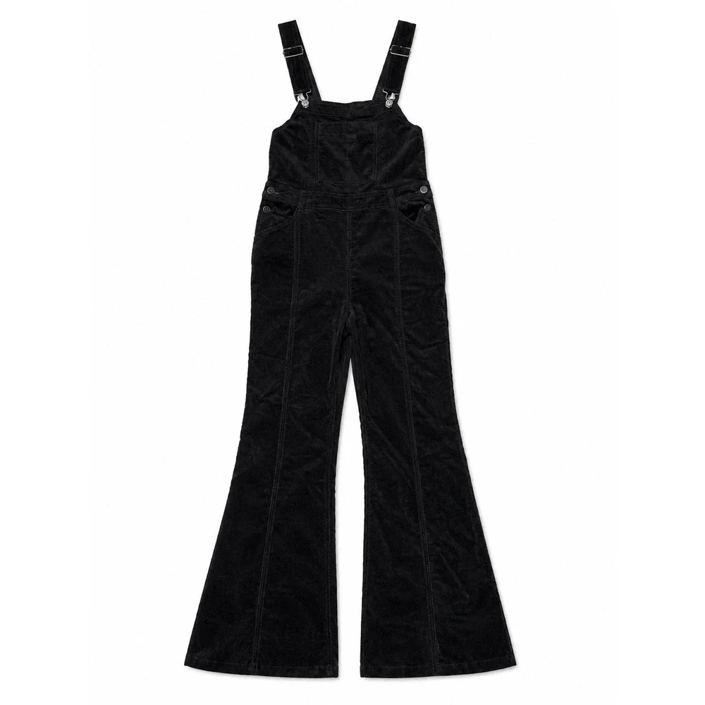 Pilcro and the Letterpress Black Corduroy Flare Overalls Size 27 Anthropologie